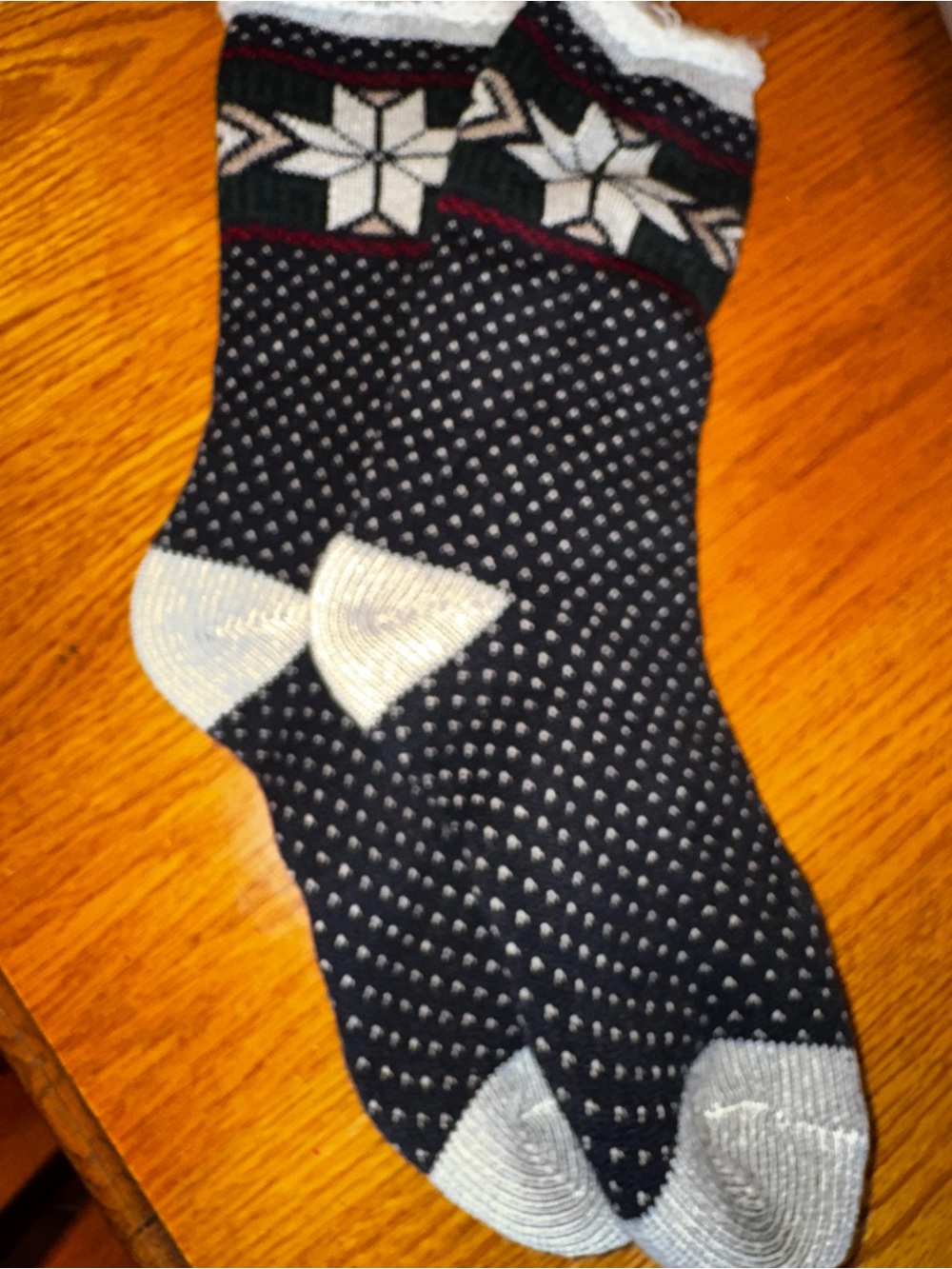 Unisex Dark Navy Nordic Crew Socks with Gray Accents
